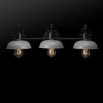 Load image into Gallery viewer, Globe Electric 52065 Gladstone 5-Piece All-In-One Bathroom Set, Matte Black, 3-Light Vanity Light with Matte Gray Metal Shades, Towel Bar, Towel Ring, Robe Hook, Toilet Paper Holder