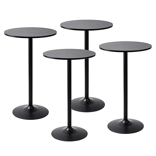 Pearington Round Bar Height Pub Table, Black, 4pk
