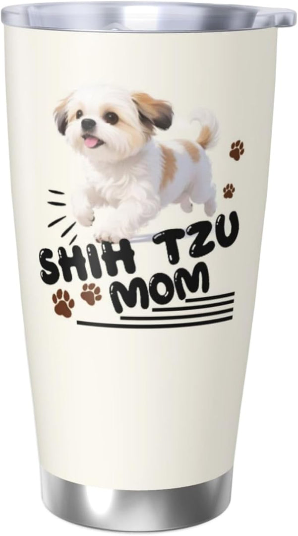 Best Shih Tzu Mom Gifts for Women, 20 Oz Shih Tzus Lover Travel Tumbler Mugs with Shih Tzus, Travel Mug Gift for Shih Tzu Mom