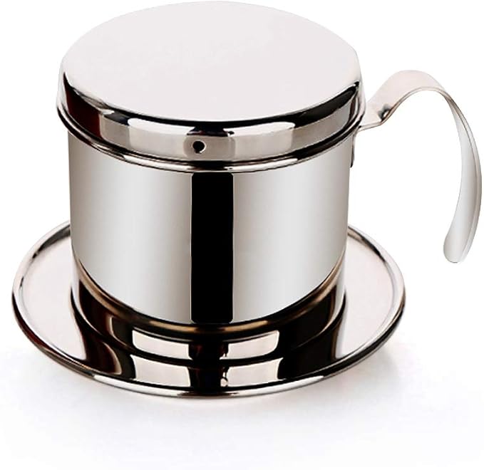 TOPINCN Vietnamese Coffee Drip Filter, Stainless Steel Pour Over Coffee Maker, Portable Coffee Drip Brewer for Home, Office, Travel (Silver)