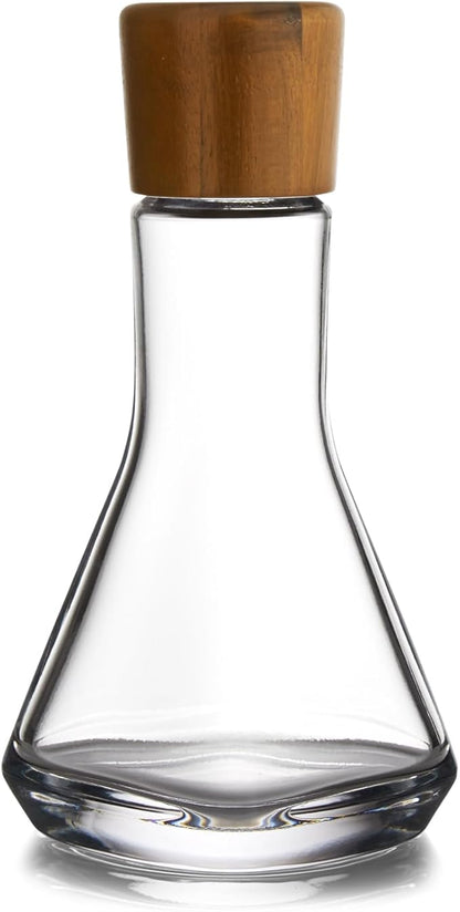 nambe Vie Decanter | Glass Wine Decanter Bottle for Bourbon, Brandy, Juice, and Liquor with Wood Stopper | Made of Glass and Acacia Wood | 10-Inch | Dishwasher Safe | Designed by Chris Granneberg