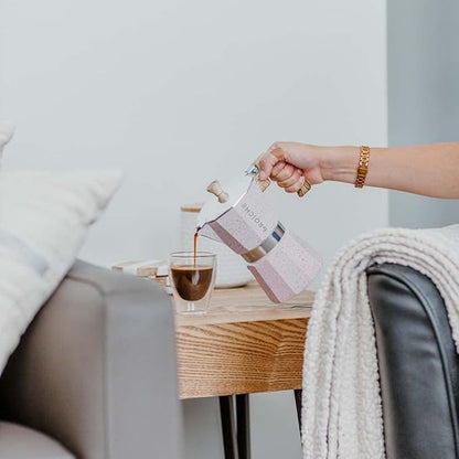 GROSCHE Milano Moka pot, Stovetop Espresso maker, Greca Coffee Maker, Stovetop coffee maker and espresso maker percolator (Pink, 3 cup)