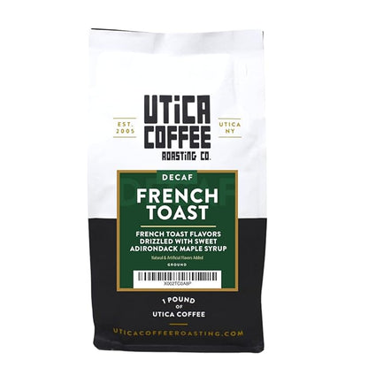 Utica Coffee Roasting Co. Decaf French Toast | Specialty Flavored Medium Roast Ground Coffee | 16 Oz Reclosable Bag