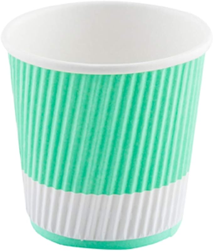 Restaurantware 8 Ounce Double Wall Disposable Coffee Cups, 500 Insulated Light Green Paper Tumblers Ripple Wall Design, Lids Sold Separately for Hot Drinks like Tea, Hot Chocolate and More