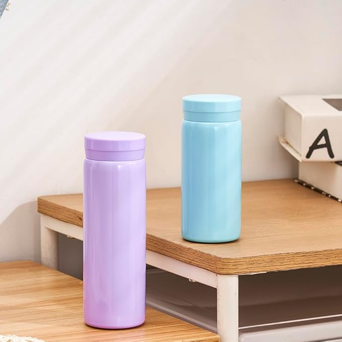 10oz Mini Water Bottle Stainless Steel Thermos Small Flask - Insulated Vacuum, Leak Proof, Keeps Drinks Hot/Cold - Ideal for Coffee, Tea, Water - Purple