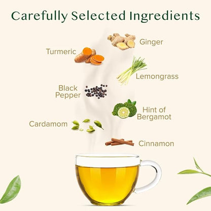 VAHDAM, Turmeric Spice Herbal Tea Bags (100 Pyramid Tea Bags) | Caffeine Free, Non GMO & Gluten Free | Turmeric Ginger Tisane with Cardamom, Cinnamon, Lemongrass & Black Pepper