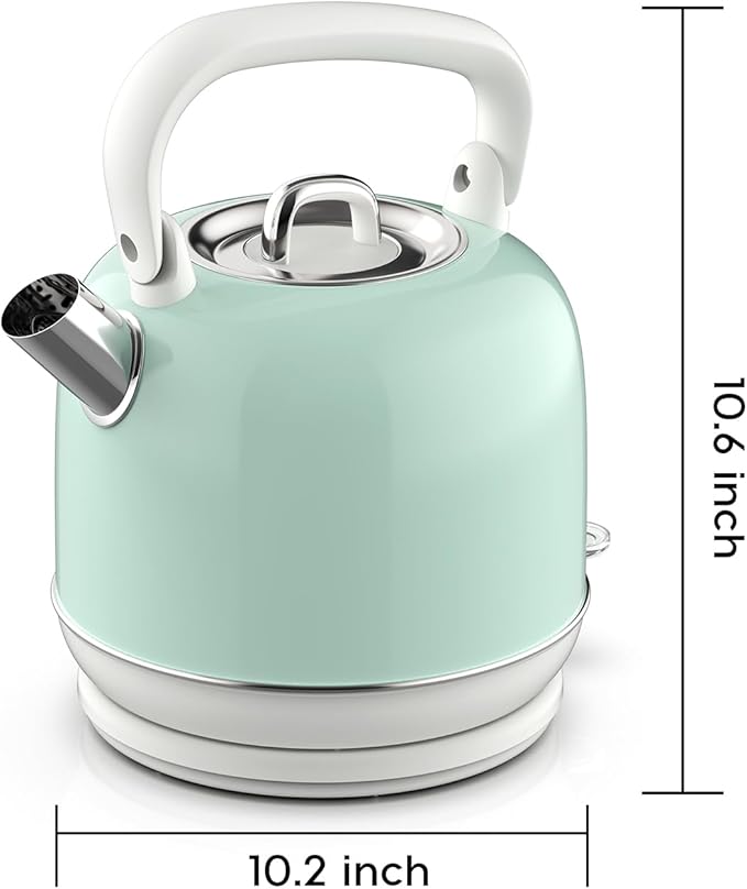 Electric Tea Kettle, 1500W Electric Kettle for Boiling Water, Food Grade Stainless Steel 2L Tea Kettle with Ergonomic Handle, Hot Water Boiler Auto Shut-off, Boil-Dry Protection