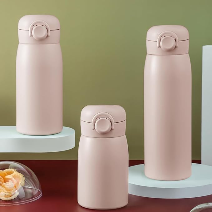 9 oz Mini Water Bottle Small Stainless Steel Thermoses - Insulated Vacuum, Leak Proof, Keeps Drinks Hot/Cold - Ideal for Coffee, beverage, Water - Pink