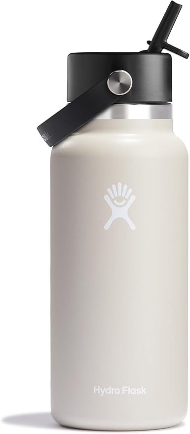 Hydro Flask Water Bottle - Insulated Stainless Steel - Wide Straw Lid, Non Spill, Leakproof in 32 Oz Oat Tan