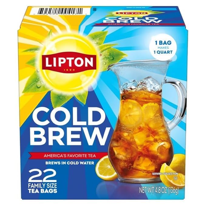 Lipton Cold Brew Iced Tea Bags, Family Size Iced Tea Bags, 132 Total Bags (22ct - Pack of 6)