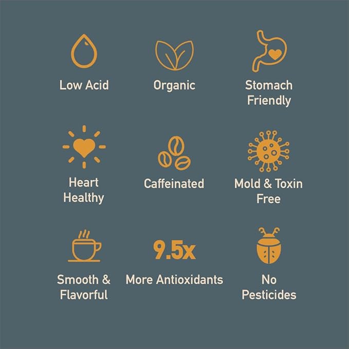 Healthy Bean Organic Ground Coffee Thrive Morning Blend - Low Acid Coffee Grounds for Sensitive Stomach - Medium Roast Blend, USDA Organic, High Antioxidants, Smooth and Rich Flavor, 11oz