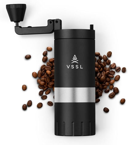 Java G45 Manual Coffee Grinder | Coffee for Camping | Bean Grinder | Travel Pour Over | Stainless Steel Conical Burr | ~ 45 Gram Capacity | Extendable Grind Handle | 50 Grind Settings | Black