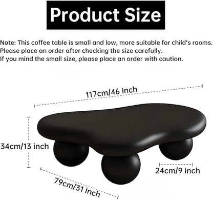 Cloud Coffee Table Modern Irregular Coffee Table Asymmetrical Unique Coffee Tables with 3 Bases for Living Room Farmhouse (A, 46")