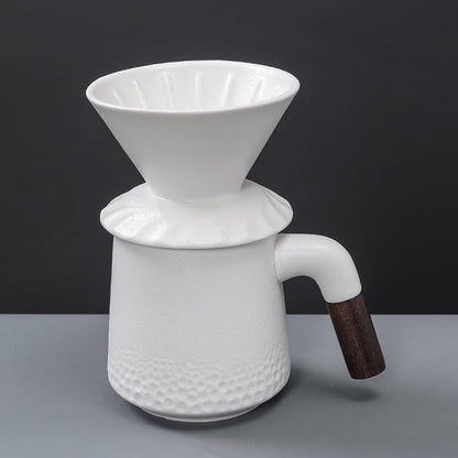 Handmade Black Pour Over Coffee Maker Set, Ceramic Coffee Dripper Brewer Heat Resistant Coffee Pot Decanter ACM01W