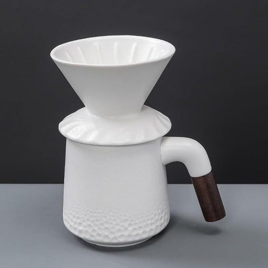 Handmade Black Pour Over Coffee Maker Set, Ceramic Coffee Dripper Brewer Heat Resistant Coffee Pot Decanter ACM01W