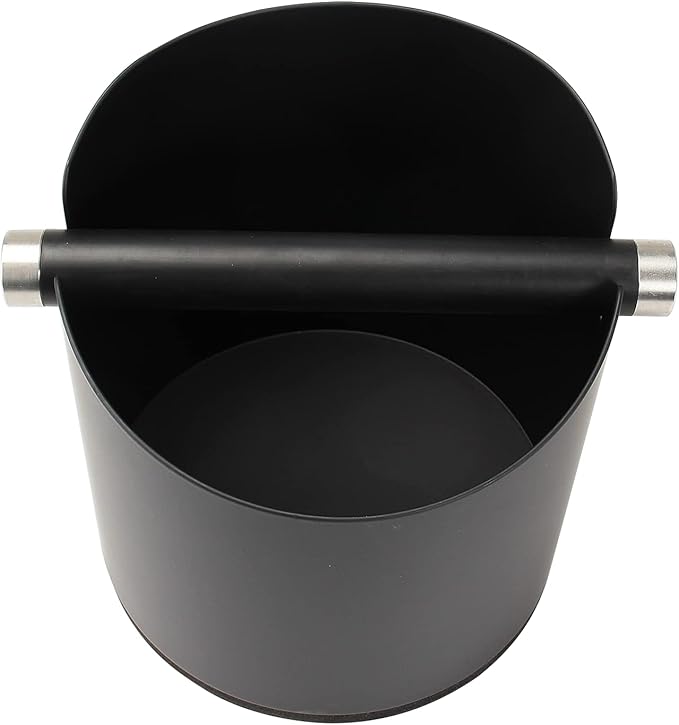 Large Size Coffee Knock Box, Espresso Knock Box Stainless Steel Espresso Machine Accessories with Removable Knock Bar and Non-Slip Base Coffee Grounds Container Bin (Black)