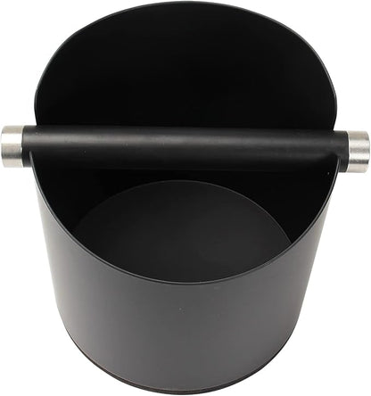 Large Size Coffee Knock Box, Espresso Knock Box Stainless Steel Espresso Machine Accessories with Removable Knock Bar and Non-Slip Base Coffee Grounds Container Bin (Black)