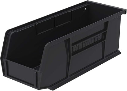 Akro-Mils 30224 AkroBins Plastic Storage Bins, Space-Saving Stackable Bins for Garage, Pantry, Craft Organization, 11" L x 4" W x 4" H, Black, 12-Pack