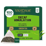 Load image into Gallery viewer, VAHDAM, Decaf Himalayan Green Tea Bags (100 Pyramid Tea Bags) Caffeine Free, Gluten Free | High Grown Decaf Green Tea | Resealable Ziplock Pouch | Pyramid Tea Bags