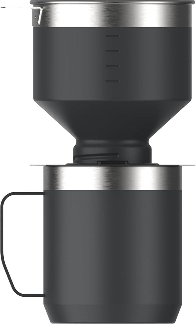 Stanley Perfect Brew Pour Over Set | 20oz/12oz Camp Mug with Lid Included | Drip Coffee Maker with Reusable Filter | Insulated Stainless Steel | BPA-Free | Black 2.0