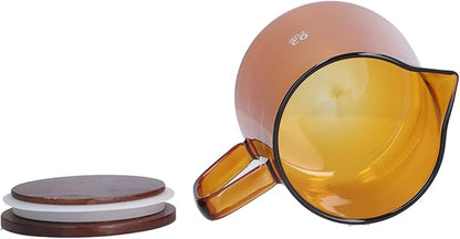 Glass Coffee Server, 500ml Coffee Pour over Carafe Pour over Coffee Pot Coffee Glass Pot with Wooden Lid for Home Office(Brown)