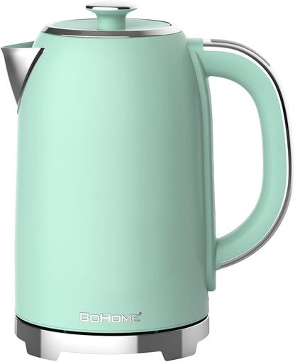 Electric Kettle, 1.7L/1500W, Stainless Steel, Digital Touch Panel, Keep Warm Function, Auto Shutoff, BPA-Free, Hot Water Kettle for Coffee & Tea, No Plastic Contact with Water (Light Green)