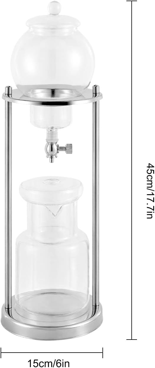 LOYALHEARTDY Ice Cold Brew Dripper Coffee Maker, 600 ml Luxury Iced Coffee Maker Smooth Drip Coffee Maker with Adjustable Rate Dripper Cold Brew Coffee Machine Ice Drip Coffee Maker for Coffee & Tea