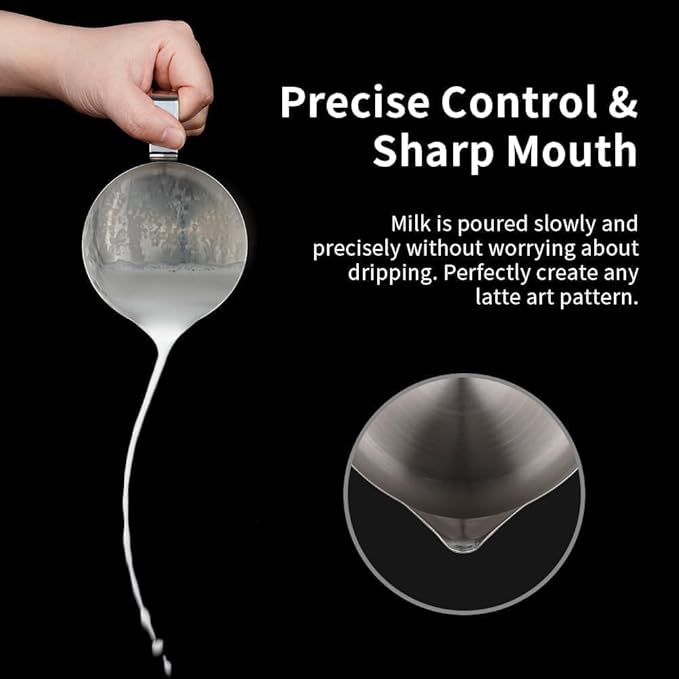 watchget Milk Frothing Pitcher 32oz/900ml - Stainless Steel Frothing Pitcher Espresso Steaming Pitcher Coffee Frother Cup Cappuccino Latte Art Coffee Machine Accessories Milk Jug, Silver