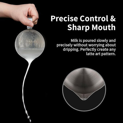 watchget Milk Frothing Pitcher 32oz/900ml - Stainless Steel Frothing Pitcher Espresso Steaming Pitcher Coffee Frother Cup Cappuccino Latte Art Coffee Machine Accessories Milk Jug, Silver