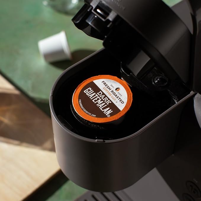 Fresh Roasted Coffee, Dark Guatemala Huehuetenango, Dark Roast, 24 Pods for K Cup Brewers