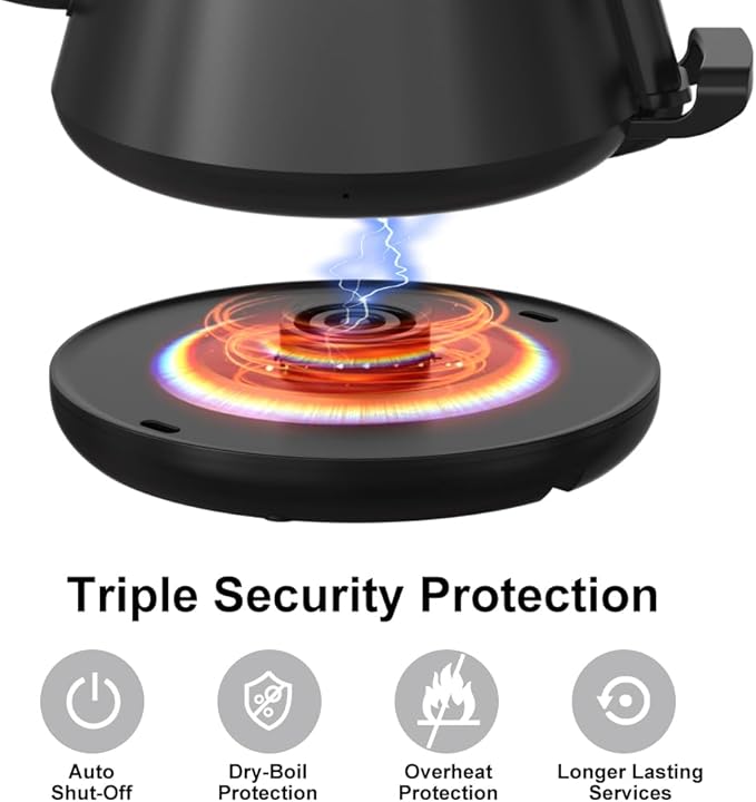 Gooseneck Electric Kettle 0.8L - Matte Black Tea Kettle with Auto Shut Off, Boil-Dry Protection & BPA-Free Design, Precision Electric Water Kettle for Pour Over Coffee, Tea Brewing