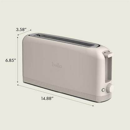 bella 2 Slice Slim Toaster, Fits-anywhere™ Kitchenware, 6 Setting Shade Control with Reheat & Cancel Buttons, Fits sourdough, 10” Long Slot, Anti Jam & Auto Shutoff, 900 Watt, Oatmilk