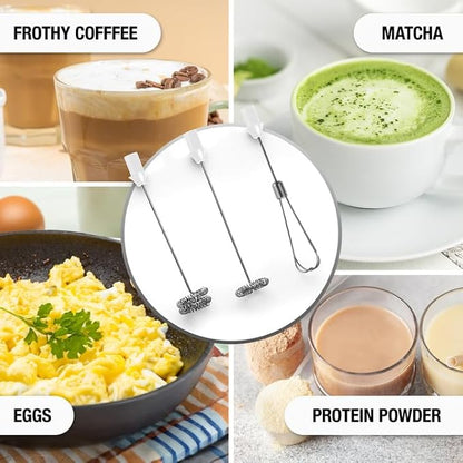 Zulay Kitchen FrothMate Powerful Milk Frother Portable & Compact Handheld Foam Maker Lattes, Cappuccinos (Marble, Froth N Go)