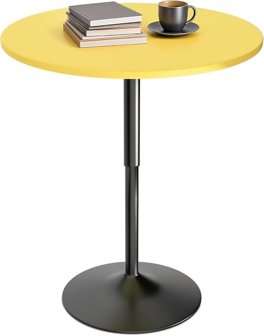 Athena Collection Bar Table Modern Round Cocktail Table Height Adjustable, Tall Bistro Pub Table with Sturdy Base, Suitable for Home, Kitchen, Pub, Restaurant, Yellow