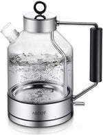 Load image into Gallery viewer, Electric Kettle, ASCOT Electric Tea Kettle 1.5L Glass Electric Kettle, Stainless Steel, BPA-Free, Cordless, Automatic Shutoff, Boil-Dry Protection (Silver)