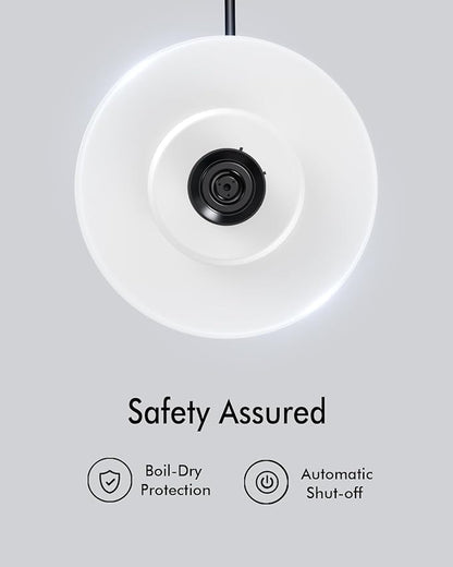 Electric Tea Kettle for Boiling Water, Wide Open Lid Stainless Steel Water Boiler, 1500W/1.7L for Coffee/Tea Brewing, Auto Shut Off & Boil Dry Protection