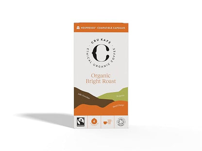 Cru Kafe Bright Roast USDA Organic Espresso Coffee Capsules (50 Pods) Fairtrade Coffee Pods Compatible with Nespresso Original Line and Pixie Machines