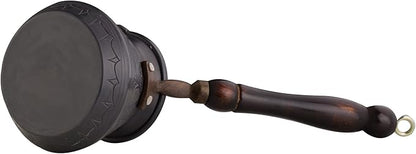 BCS 12 Oz Copper Turkish Greek Arabic Coffee Pot with Wooden Handle (4 servings) Cezve Ibrik Briki Stovetop Coffee Maker (Includes Wooden Spoon)