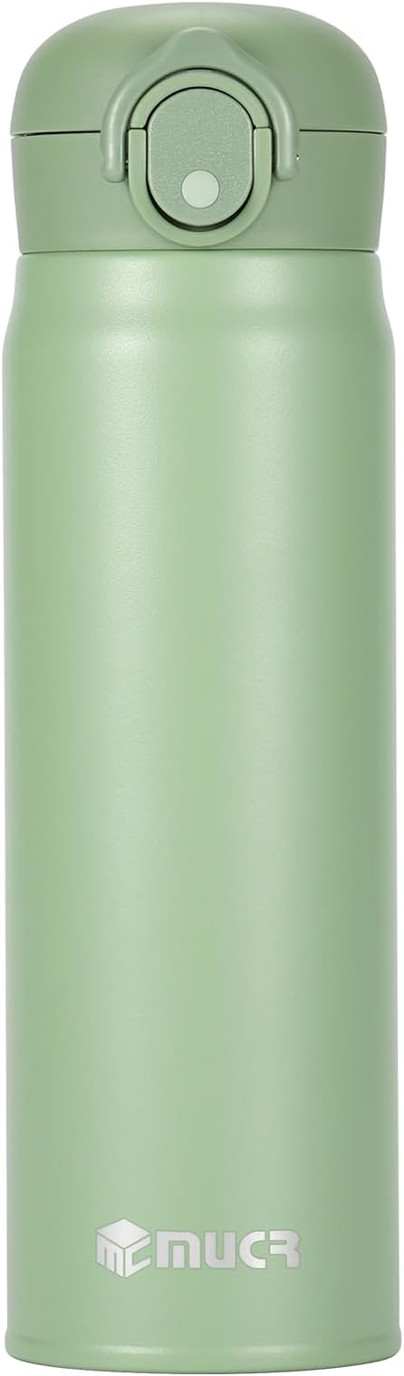 17 oz / 500 ml Insulated Water Bottle, Stainless Steel Thermo Coffee Travel Mug, Thermal Cup with Snap Flip Lid, BPA Free for Hot and Cold Drinking, Green