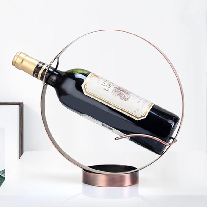 Metal Single Tabletop Wine Rack – Freestanding Countertop Decorative Wine Bottle Holder, Unique Wine Gifts and Accessories for Wine Lovers (2PCS Oil Rubbed Bronze)