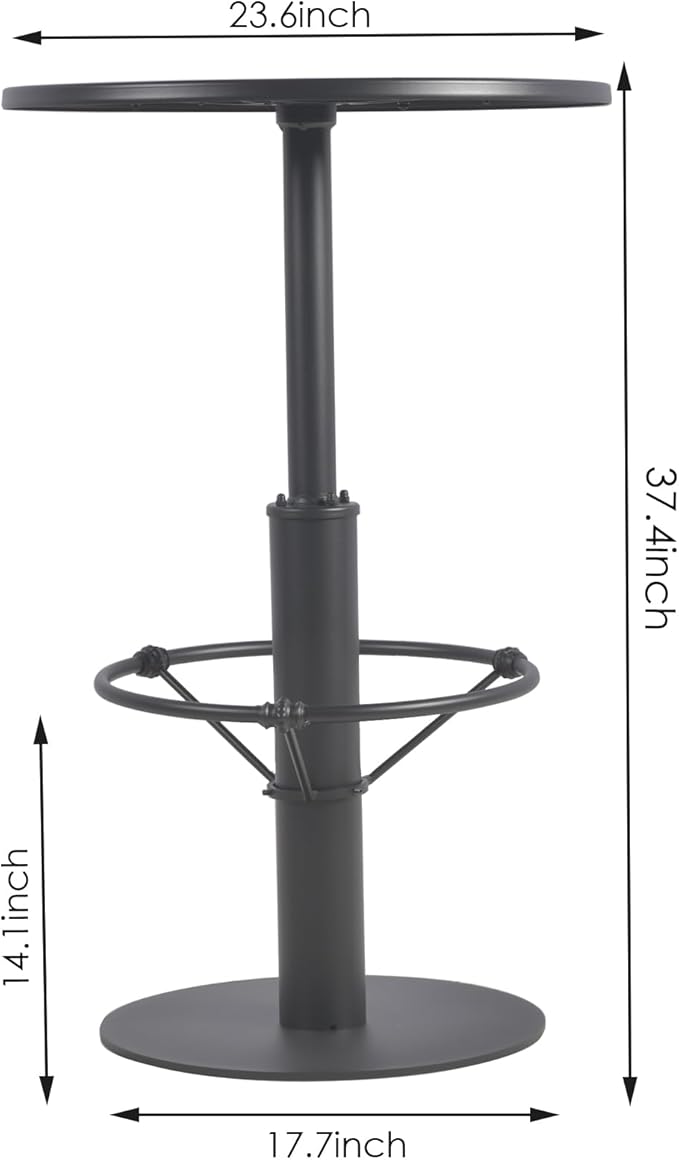37.4inch Height Metal Bar Table Modern Patio Table for Lawn Backyard Industrial Small Bistro Table in Home Kitchen Tall Cafe Desk 23.6inch Diameter