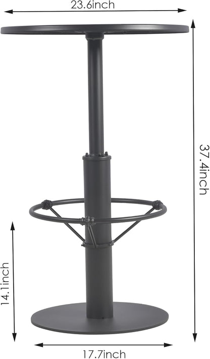 37.4inch Height Metal Bar Table Modern Patio Table for Lawn Backyard Industrial Small Bistro Table in Home Kitchen Tall Cafe Desk 23.6inch Diameter