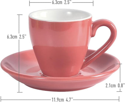 Porcelain Espresso Cup with Saucer, Espresso shot Cup, 80ml/2.7Oz, Pink