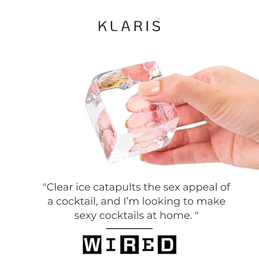 Clear Ice Maker - Makes 4 Large, 2" Crystal Clear Ice Cubes in 8 to 12 Hours - Great for Cocktails, Whiskey & Bourbon - Compact Countertop Ice Maker - Stainless Steel Shell - Reusable Ice Tray