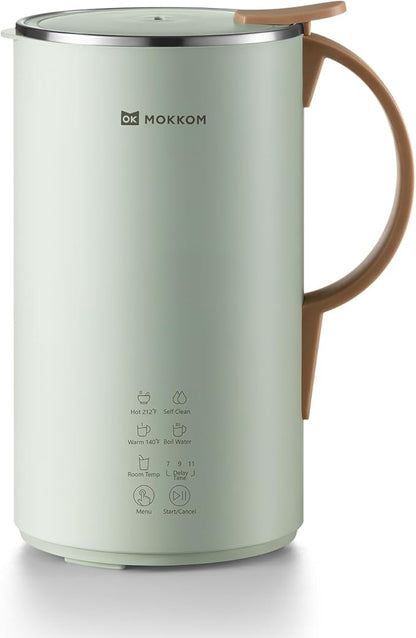 MOKKOM Automatic Nut Milk Maker, 20 oz Soy Milk Maker, Homemade Almond, Oat, Coconut, Soy, Plant-Based Milk and Dairy Free Beverages, Almond Milk Maker with Delay Start/Boild Water/Self Clean - Green