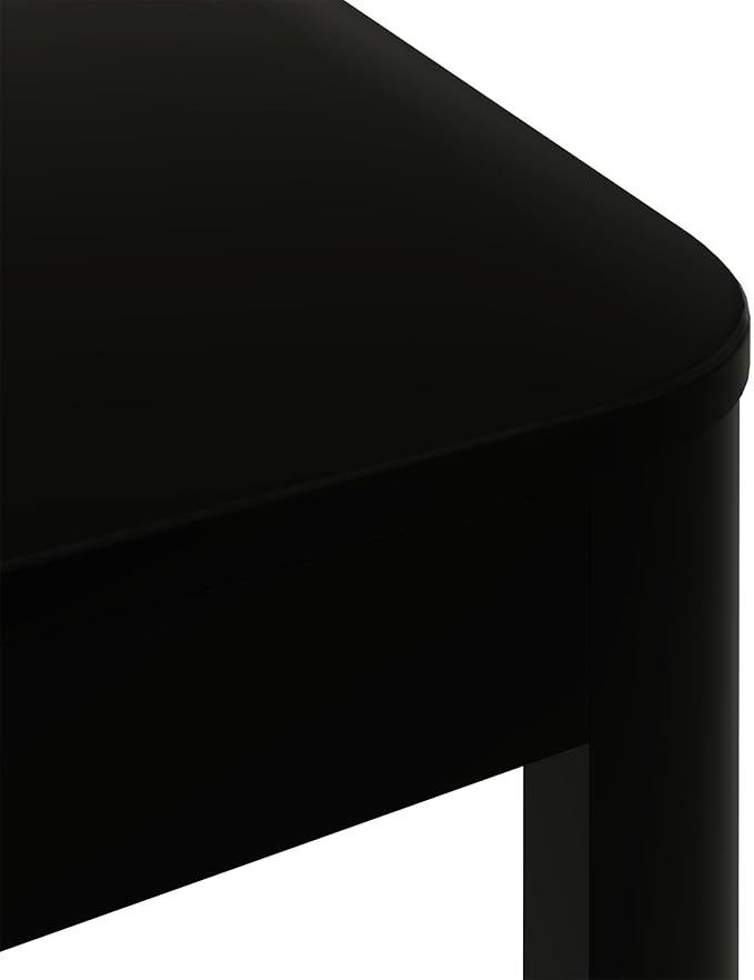 Plank+Beam Small Modern Rounded Coffee Table, 40 Inch, Solid Wood Contemporary Center Table for Living Room, Rectangle Tea Table, Black