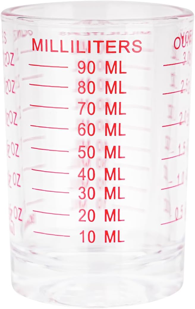 BCnmviku 1 PACK Shot Glass Measuring Cup 3 Ounce/90ML Liquid Heavy High Espresso Glass Cup