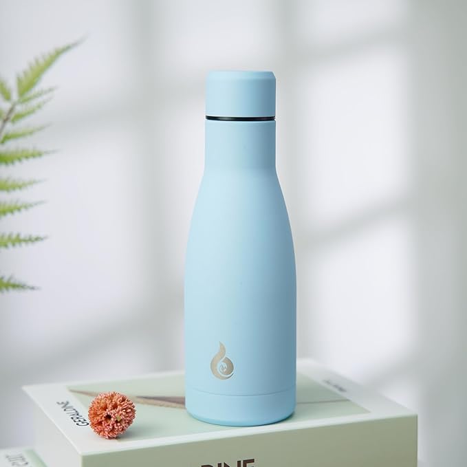 BJPKPK Insulated Water Bottle 12oz Small Stainless Steel Water Bottles Reusable Metal Thermal Keep Cold and Hot,Sky Blue