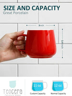 Load image into Gallery viewer, Teocera Ceramic Coffee Mug Set of 4-12 oz Coffee Mugs with Large Handles for Hot or Cold Drinks Like Latte, Cocoa, Tea or Juice - Smooth Ceramic, Dishwasher Safe, Red