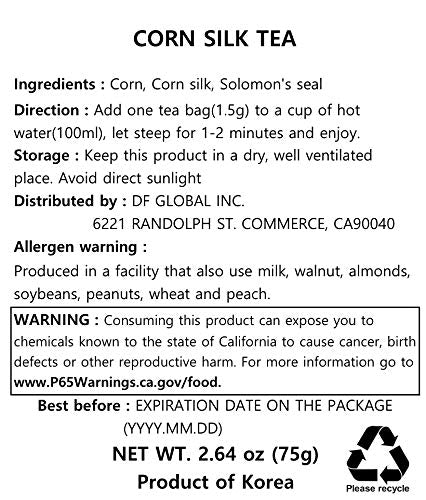 Damtuh Corn Silk Tea – Nutty & Refreshing, Caffeine-Free Herbal Tea, 100 Tea Bags (1.5g each)